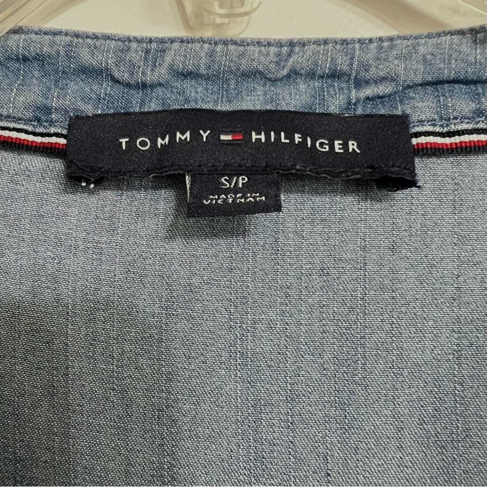 Tommy Hilfiger Tiered Chambray Coastal Cowgirl Mini Dress S Blue Western Cottage - Picture 4 of 7